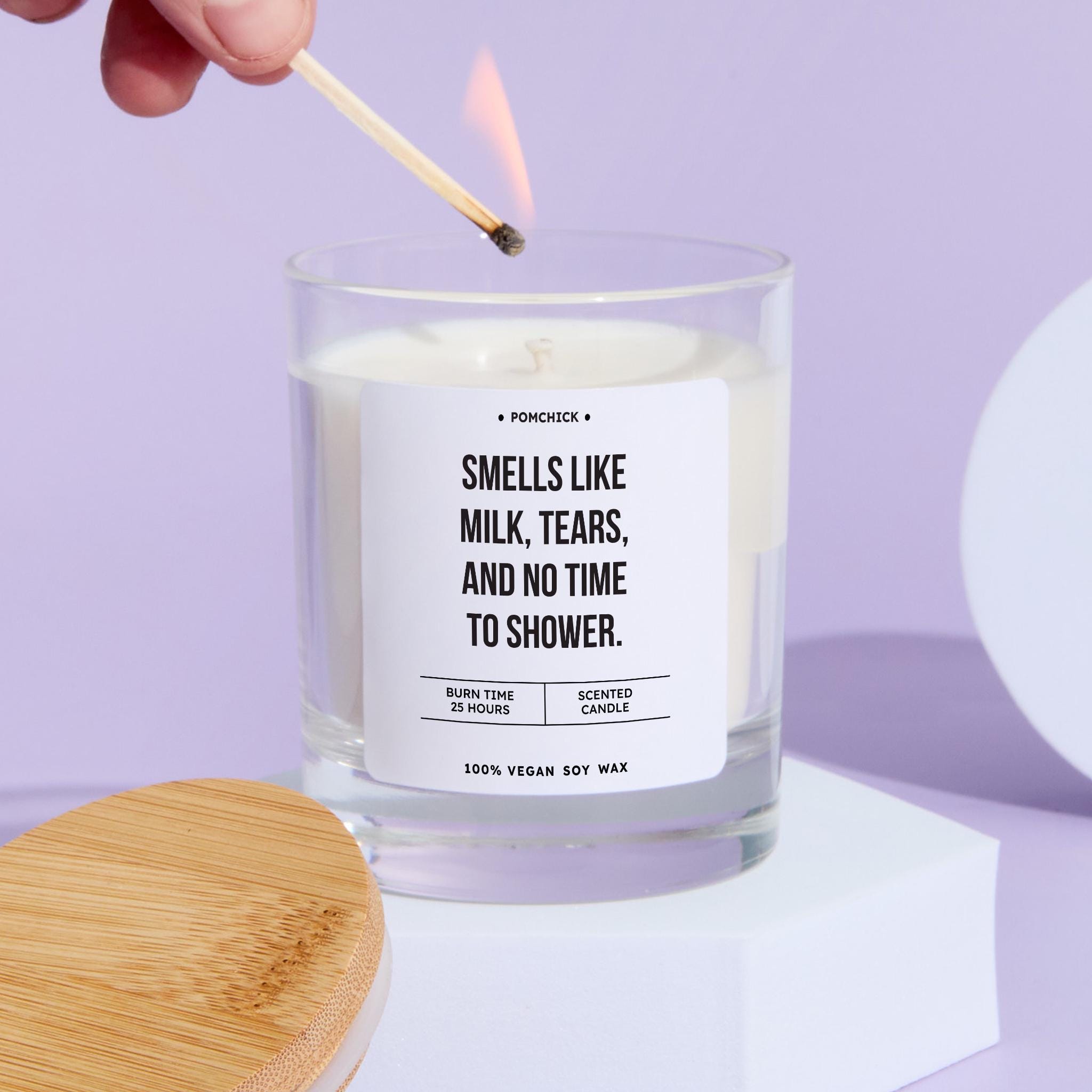 Funny New Mum Gift Set Candle Smells Like Milk Tears No Time to Shower Humorous Baby Shower Gift & Keepsake for New Mums