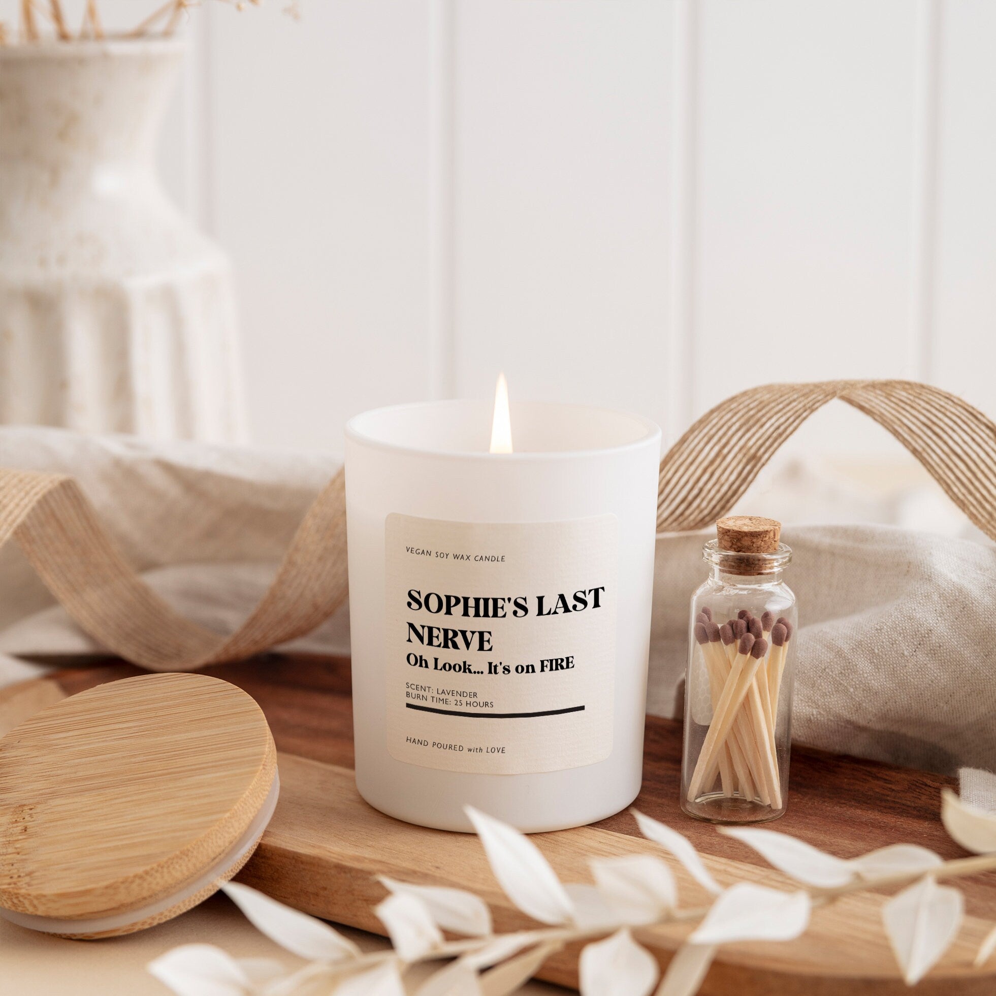 Funny Scented Candle Gift Set For Her Him Name'S Last Nerve Oh Look It'S On Fire Birthday Christmas Gift For Sister Auntie Colleague Boss