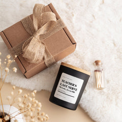 Funny scented soy candle gift set for teacher Teacher's last nerve Oh look... It's on fire End of term Christmas Nursery Primary Secondary