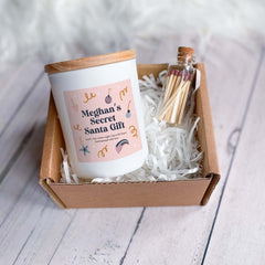 Funny Secret Santa Gift Christmas Scented Candle Gift Set for Her Him with Name Cosy Vegan Xmas Present for Friend Colleague Name's