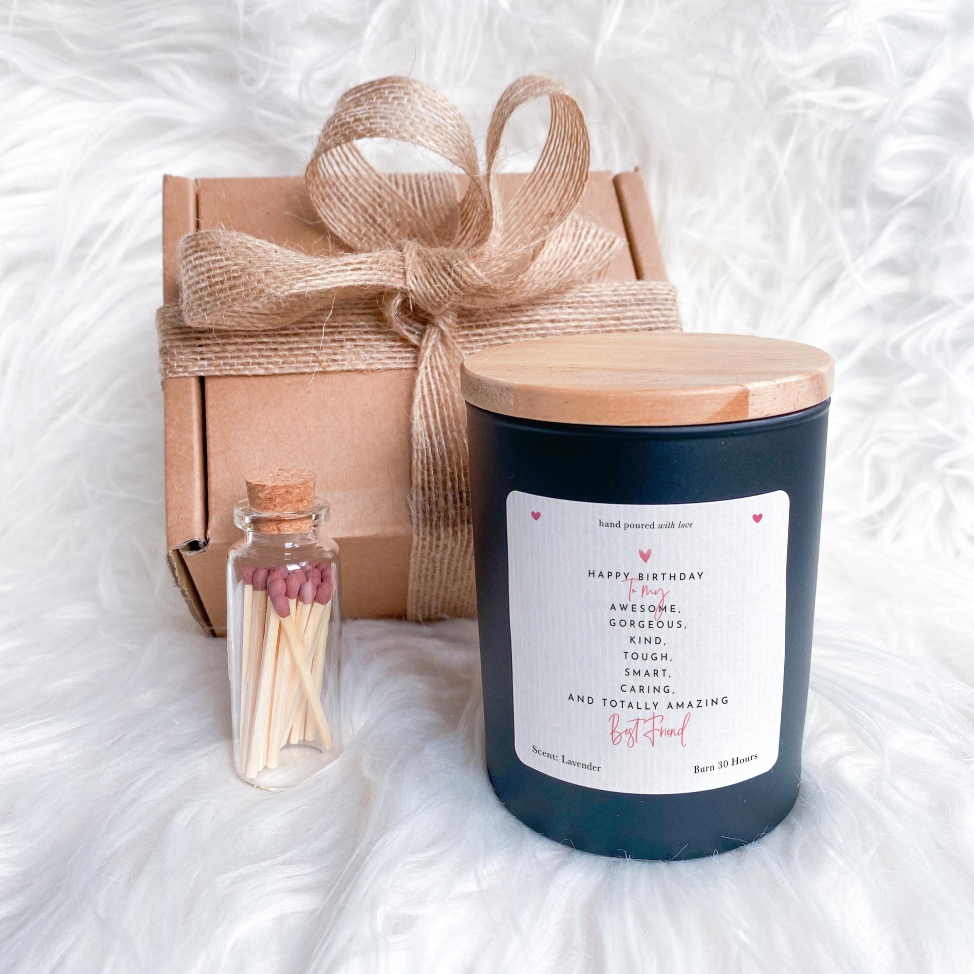 Gift for best friends birthday Scented candle gift for your bestie with FREE gift package and mini matches jar Birthday Present for Her