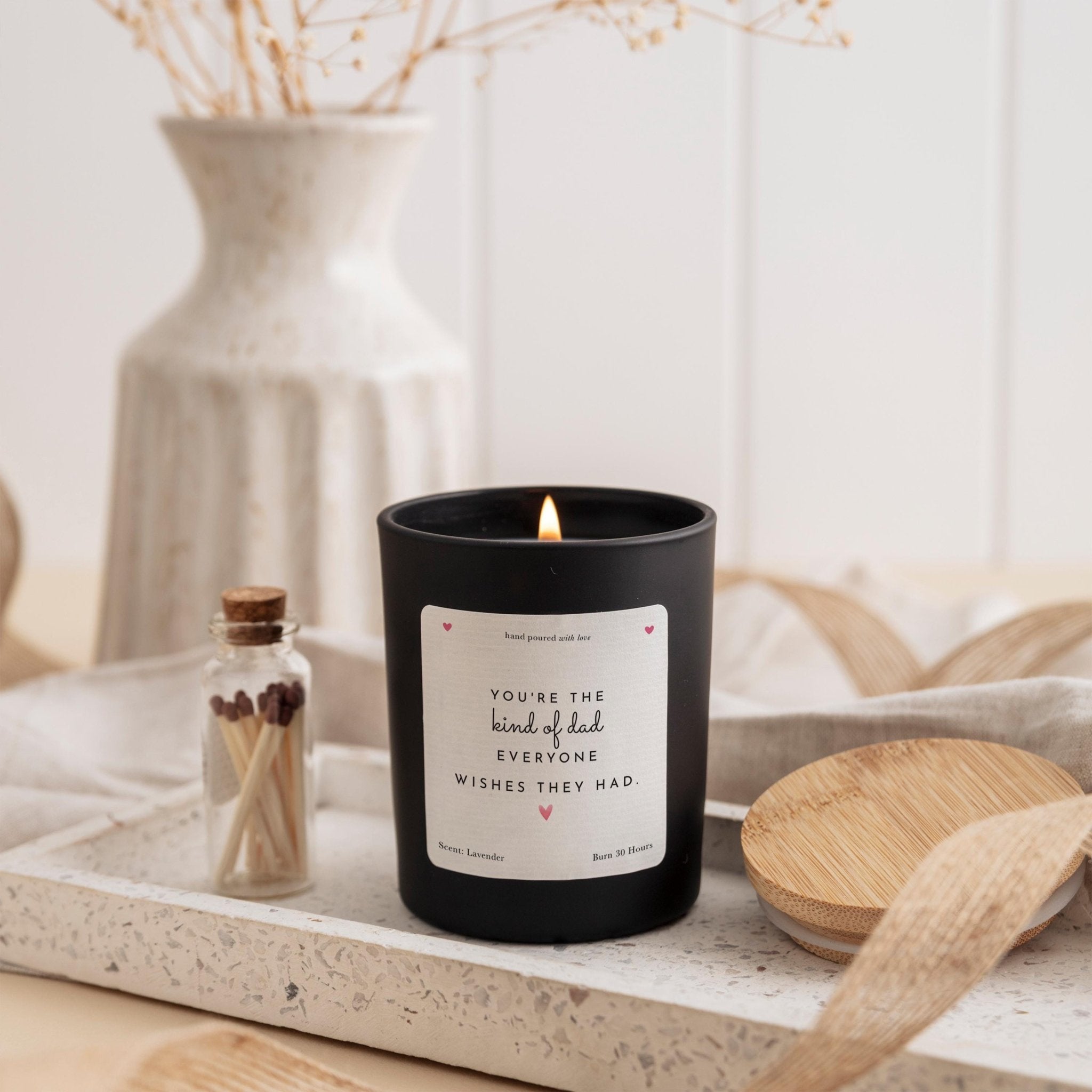 Gift for dad Scented candle for Father's Day Christmas birthday A heartfelt keepsake First present New Daddy Gift set with mini matches