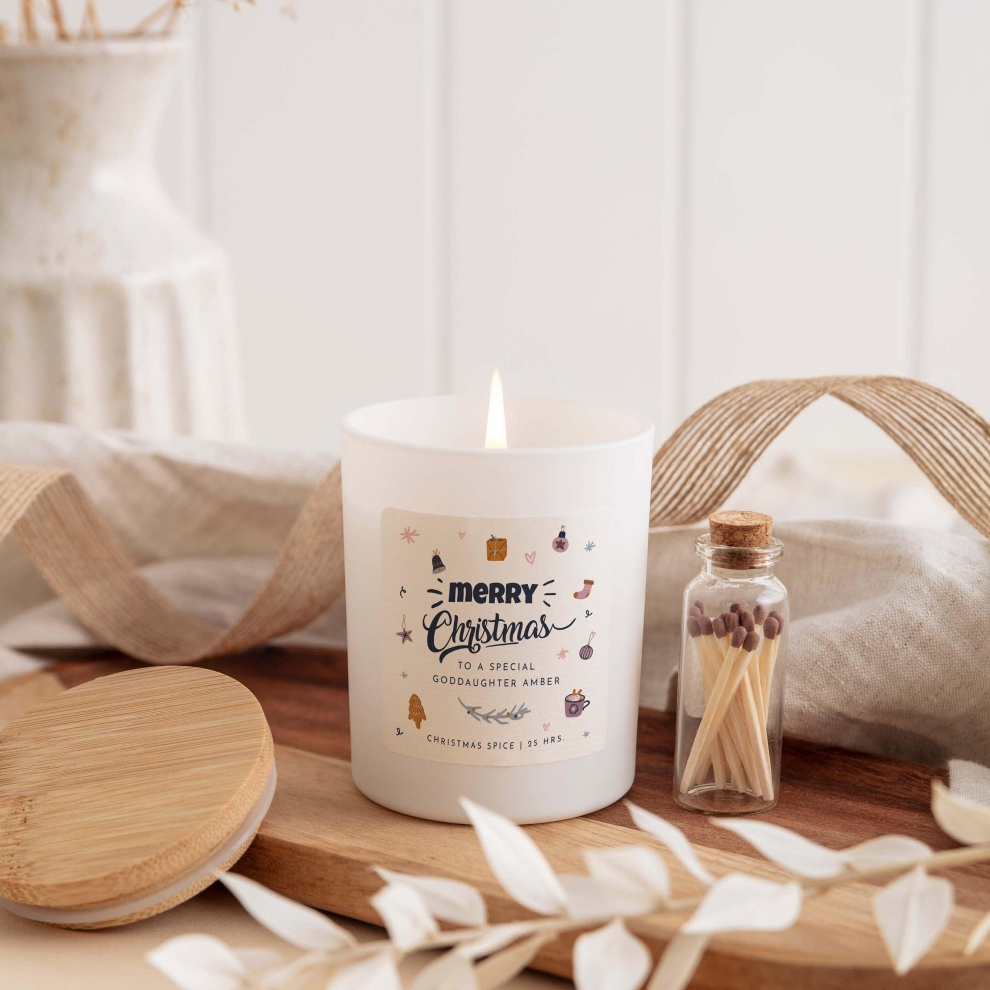 Goddaughter Christmas Gift Personalised Christmas Scented Candle Gift Box for Goddaughter Cosy Stylish Unique Vegan Xmas Present