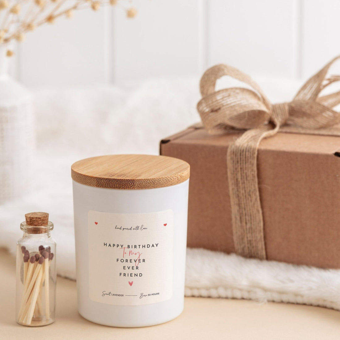 Happy Birthday Candle Gift for Best Friend | Forever Ever Friend Personalised Keepsake | Gift Box & Matches Included