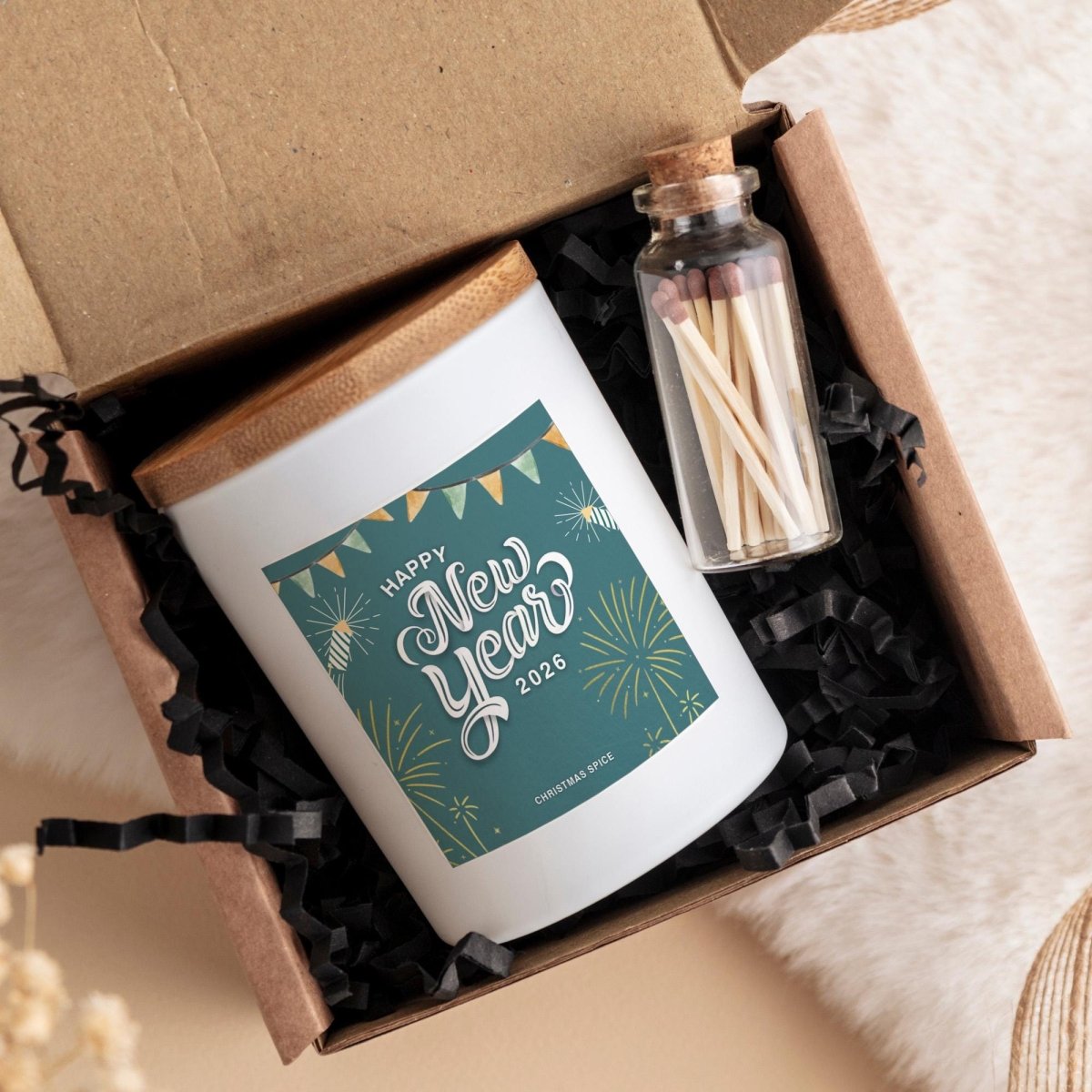 Happy New Year Candle Gift Set - Happy Newyear Present