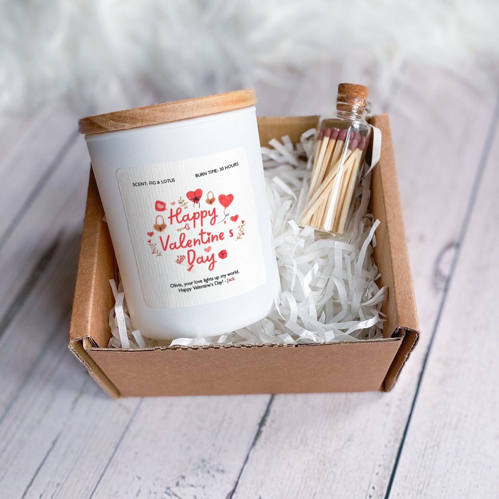 Happy Valentine's Day Candle Gift for Her Gift for Him Soy Wax Candle Vegan Valentines Gift for Wife Girlfriend Husband Fiancee Newlywed