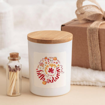 Hello Autumn scented candle Fall Birthday Gift for Her Cosy Autumn Decor Pumpkin Spice Lover Gift Idea FREE gift box & mini matches included