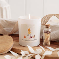 Hello Autumn Scented Candle Pumpkin decor Cosy Fall Gift for Friends Mum Grandma Birthday Gift Autumn Vibes Home Decoration Autumn leaves