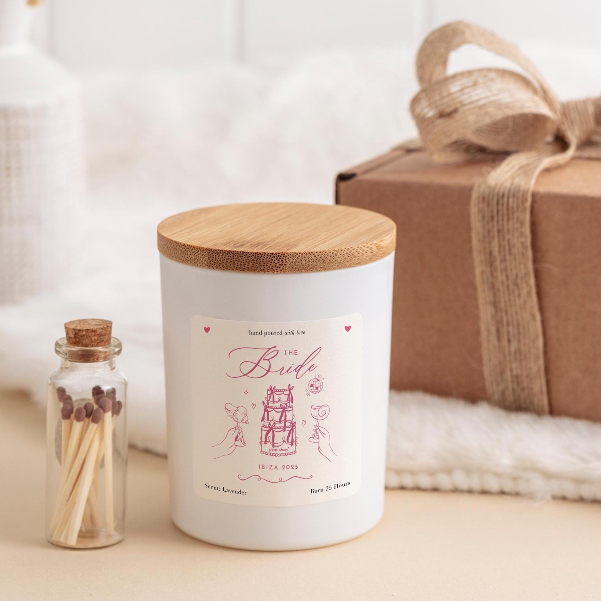 Hen Party Scented Candle Gift Set Stylish Wedding Day Jar for The Bride, Bridesmaid or Team Bride Gift Idea for Bride to - be