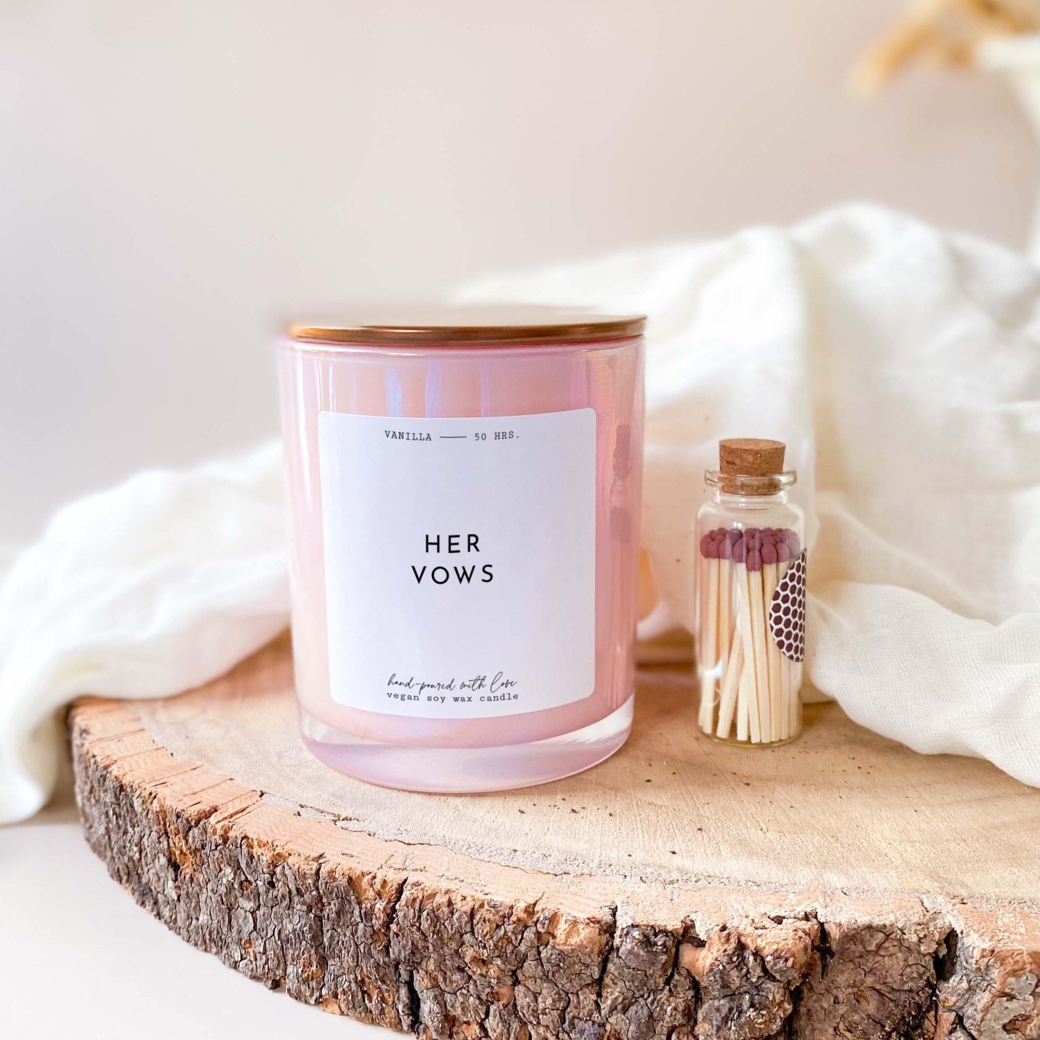 Her vows scented candle with metal lid Newlywed Gift for her Wedding present for bride Congratulation on your wedding day Bridal shower gift - HappyInky