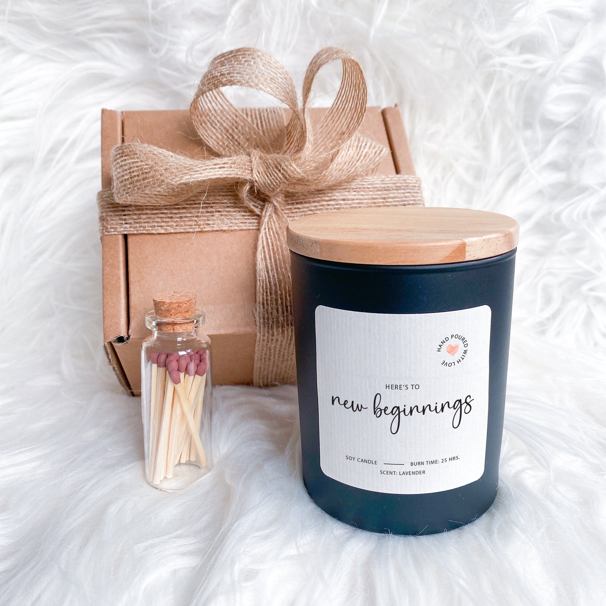 Here's to New Beginnings Scented Candle Gift Set Gift for New Job Gift Job Promotion Sobriety Home Start New Housewarming gift Xmas Present