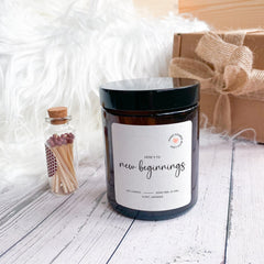 Here's to New Beginnings Scented Candle Gift Set Gift for New Job Gift Job Promotion Sobriety Home Start New Housewarming gift Xmas Present - HappyInky