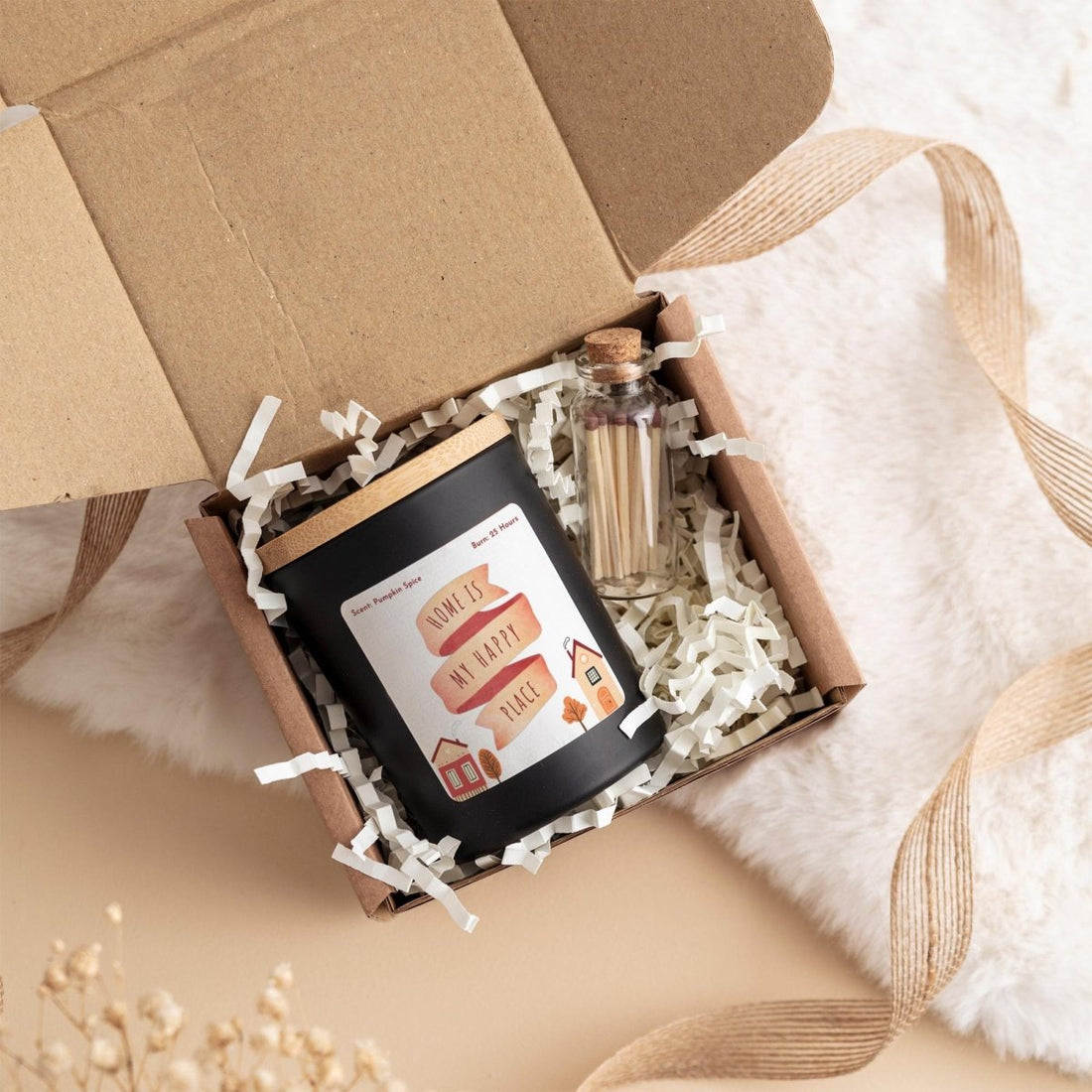 Home Is My Happy Place Candle Gift Set - Autumn Birthday Present