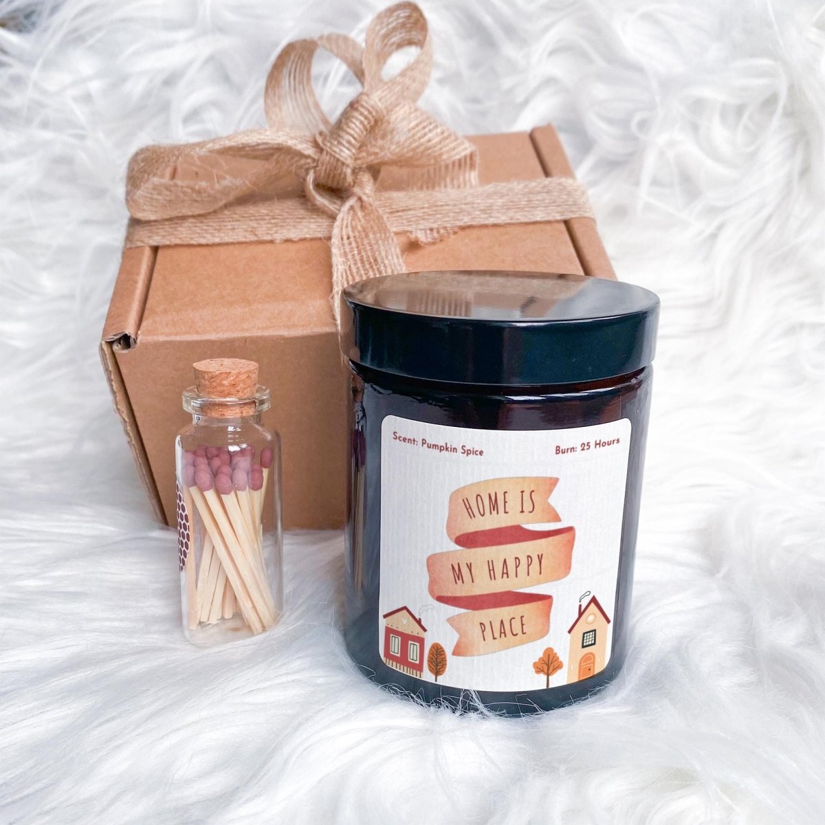 Home Is My Happy Place Candle Gift Set - Autumn Birthday Present
