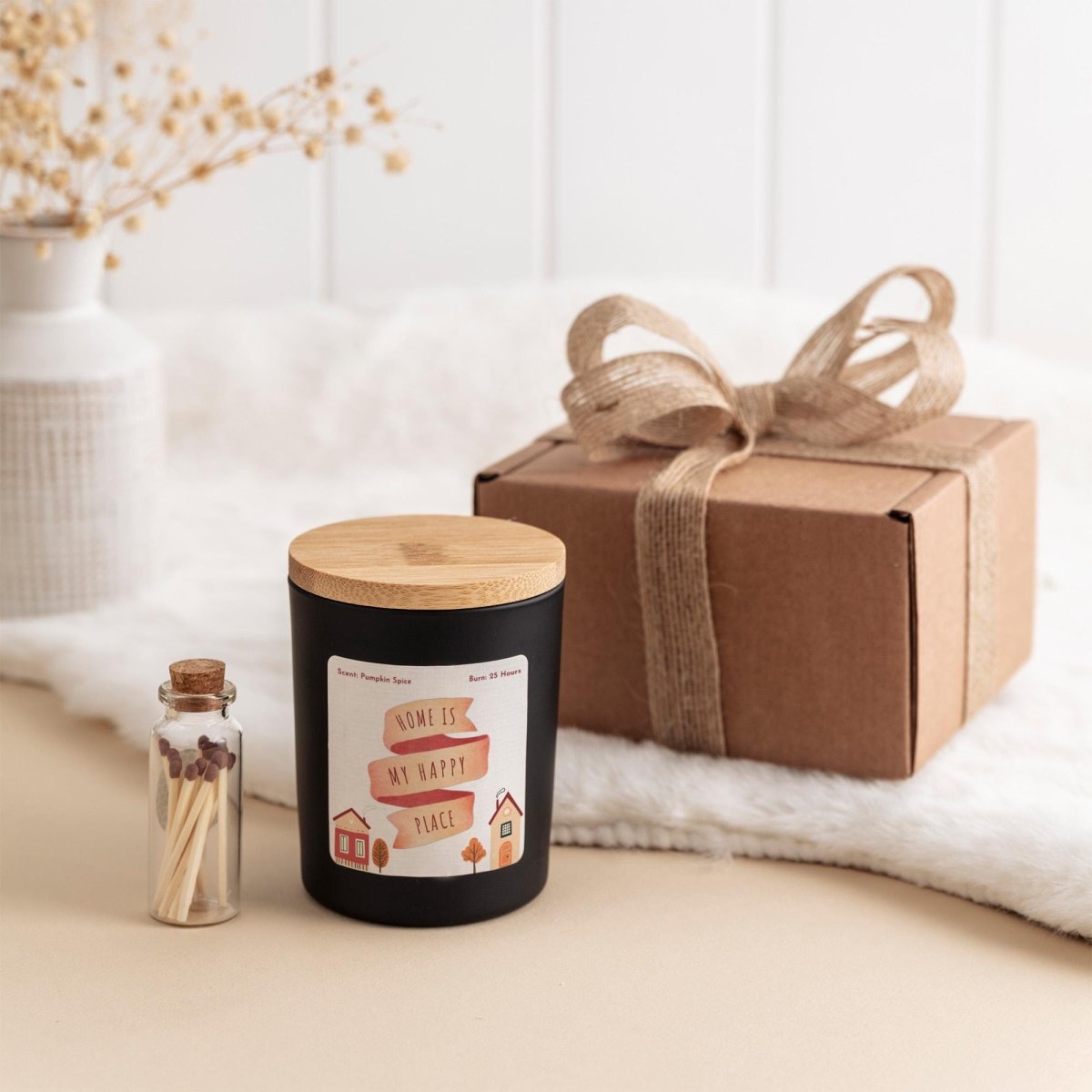 Home Is My Happy Place Candle Gift Set - Autumn Birthday Present