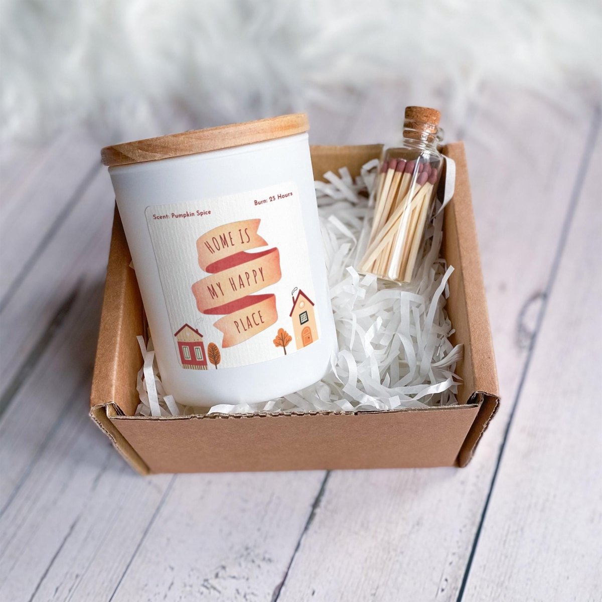 Home Is My Happy Place Candle Gift Set - Autumn Birthday Present
