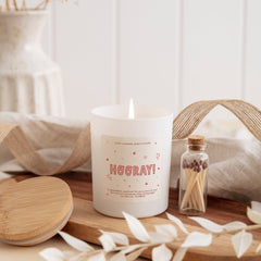 Hooray scented candle with your text Personalised graduation gift for her him Well Done Proud Of You Congratulations Gift For Her , New Job