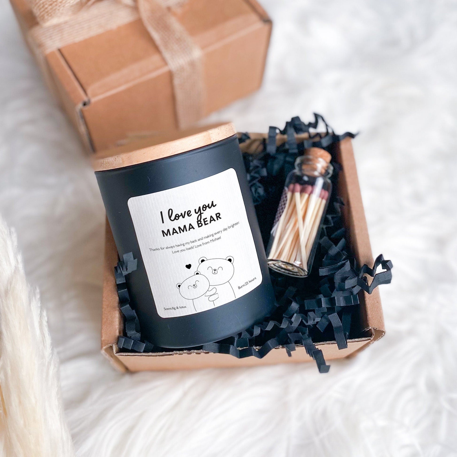 I love you mama bear scented soy wax vegan candle Mother's Day Christmas Birthday gift for mum mummy mom mommy First Mothers Day keepsake