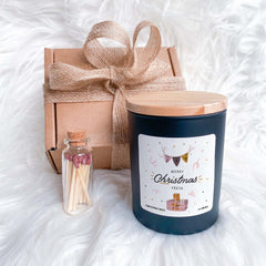 Personalised Merry Christmas Scented Candle with name gift box for her him Cosy Stylish Vegan Xmas Present Joy Mum Colleague Friend Boss