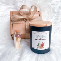 First Christmas as Mr and Mrs Last Name Scented Candle Personalised Xmas Gift for Newlywed