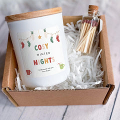 Cosy Winter Nights Scented Candle Gift Set for Her Christmas Gift for Friend Colleague Mum Dad Boss Neighbour Postman Uncle Grandpa Grandma