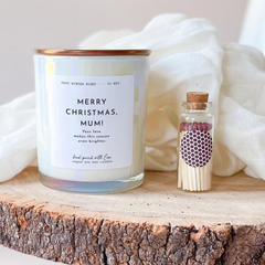 Merry Christmas Mum Scented Candle With Metal Lid And Matches Jar Gift For Mummy Christmas Present For Mama Luxurious Gift New Mum Gift