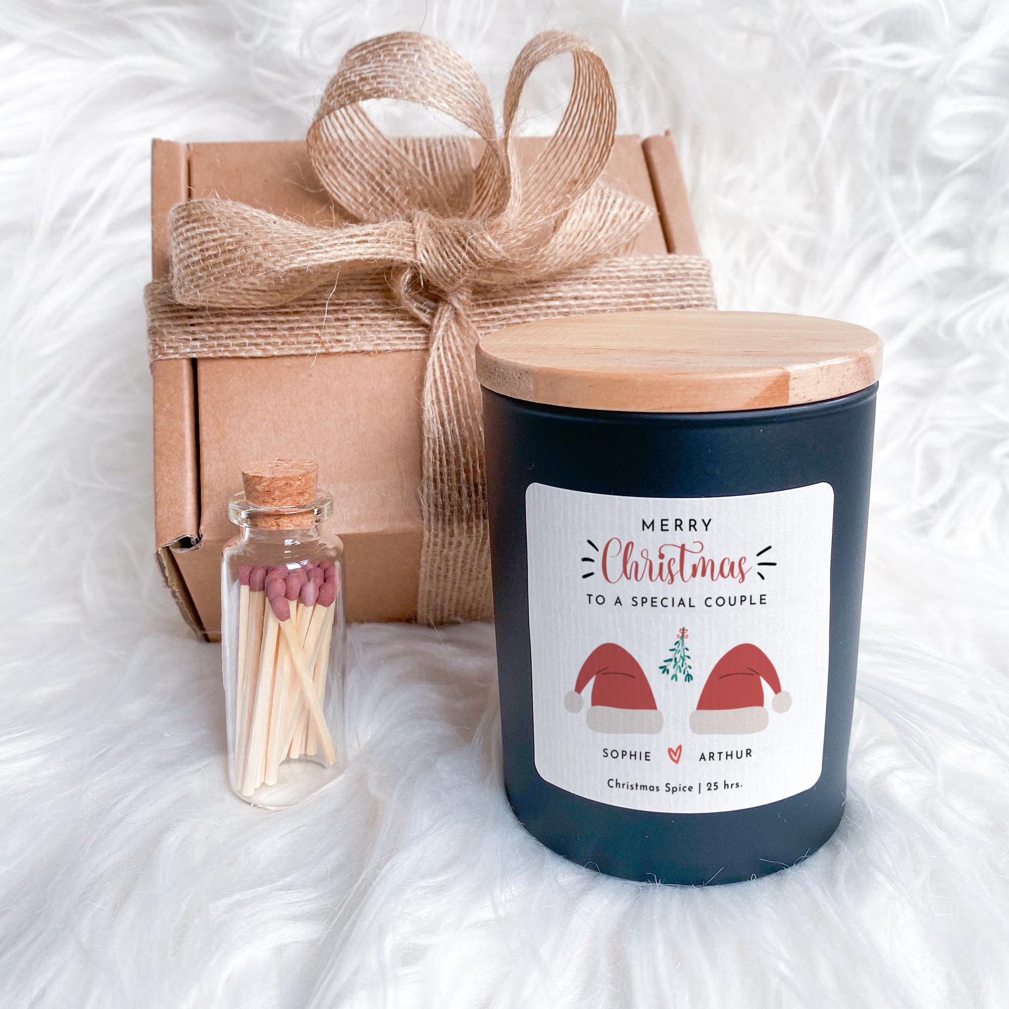 Personalised Christmas Gift for a Couple Merry Christmas To A Special Couple Scented Candle With Names Gift Set Newlywed Vegan Xmas Present