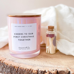 Cheers To Our First Christmas Together Scented Christmas Candle Lid And Matches Luxurious Xmas Gift For Wife Girlfriend Fiancee Newlywed