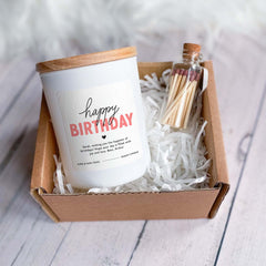 Personalised Birthday Candle Gift Set with your text Gifr for her him Friend Mum Sister Colleague Gifts Friend 30 40 50 60 70 Present vegan