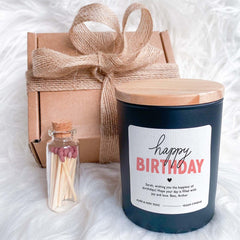 Personalised Birthday Candle Gift Set with your text Gifr for her him Friend Mum Sister Colleague Gifts Friend 30 40 50 60 70 Present vegan