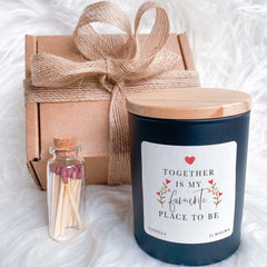 Valentine's Day Together Is My Favourite Place To Be Candle Gift Set with Matches for Wife Girlfriend Boyfriend Husband Anniversary Birthday