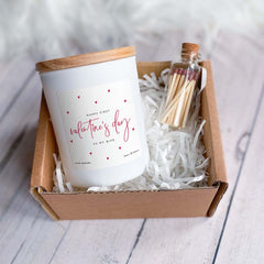 Happy First Valentine's Day as My Wife Scented Candle Gift Set Soy Wax Candle with Matches Perfect Gift for Newlyweds or Spouses