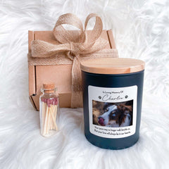 Personalised In loving Memory Of Pet Name scented candle Photo Memorial Gift for Pet loss dog cat owner Bereavement Condolence Sympathy