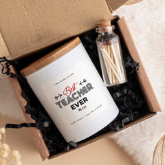 Best teacher ever scented candle gift with FREE GIFT BOX and matches jar Personal thank you gift End of term present Teacher appreciation