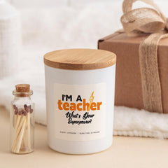 Funny teacher gift candle with superpower quote FREE gift wrap and match jar End of term gift Thank you present Teacher appreciation