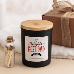 World's Best Dad Personalised Scented Candle Gift Set with Est Date First Father's Day Dad's Birthday Present for New Dad or First-time dad