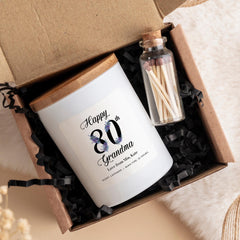 Personalised Birthday Candle for Grandma | Custom Age & Name Floral Label | Nan, Nanny, Gran, Granny Keepsake Gift