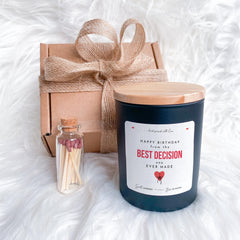 Funny Birthday Candle Gift for Her or Him | From the Best Decision You Ever Made | Cheeky Gift for Partner or Spouse
