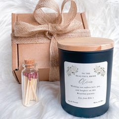 Personalised Candle Gift for Bride Bride to Be Present at Bridal Shower or Hen Party Wedding Day Engagement Keepsake for Her Gift