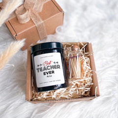 Best teacher ever scented candle gift with FREE GIFT BOX and matches jar Personal thank you gift End of term present Teacher appreciation