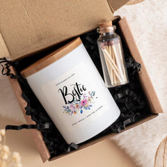 Bestie Scented Candle Gift Set for Best Friend Perfect for Birthday Christmas Galentines Day FREE Gift Box and Mini Matches Jar