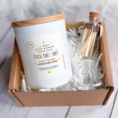 Funny New Job Candle Gift for Her | "A Very Wise Woman Once Said…" Quote | Congrats Gift Box with Matches for Friend or Colleague