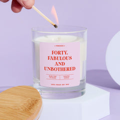 Funny 40th Birthday Scented Candle Gift for Her Vegan Gift Forty and Fabulous Friend Mum Wife Birthday Keepsake