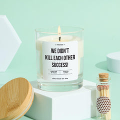 Funny Anniversary Candle Gift for Boyfriend Girlfriend Wife Husband We Didn't Kill Each Other Funny Keepsake for Couples Vegan