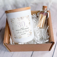 30th Pearl Wedding Anniversary Scented Candle Personalised Gift for Couples Friends Family with Names & Date 30 Anniversary Keepsake