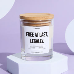 Divorce Celebration Scented Candle Gift for Friend Breakup Candle Free At Last Legally Funny Keepsake for Clients, Friends & Fresh Starts