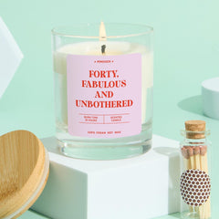 Funny 40th Birthday Scented Candle Gift for Her Vegan Gift Forty and Fabulous Friend Mum Wife Birthday Keepsake