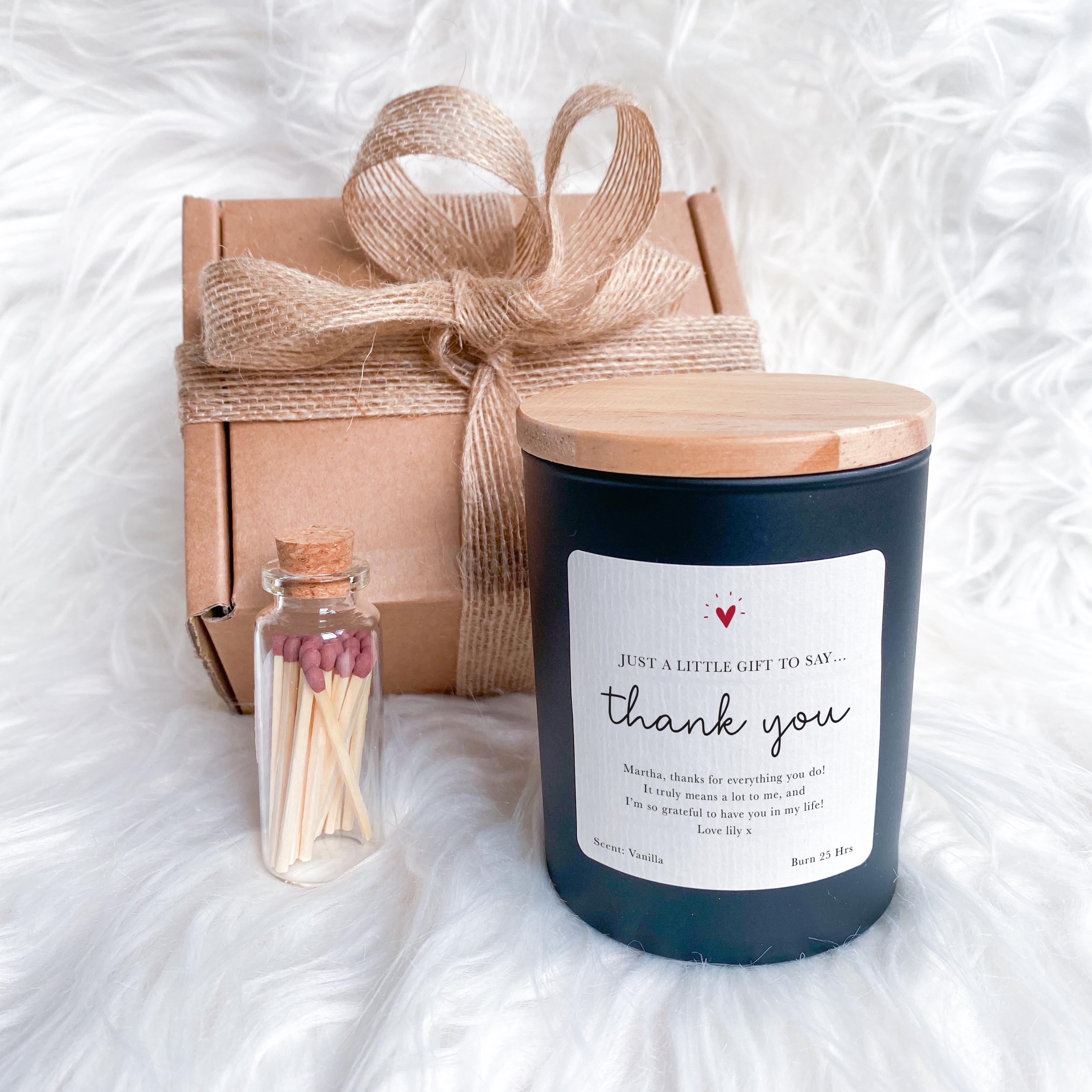 Personalised Thank You Scented Candle Gift Set Thoughtful Appreciation Present for Friend Teache