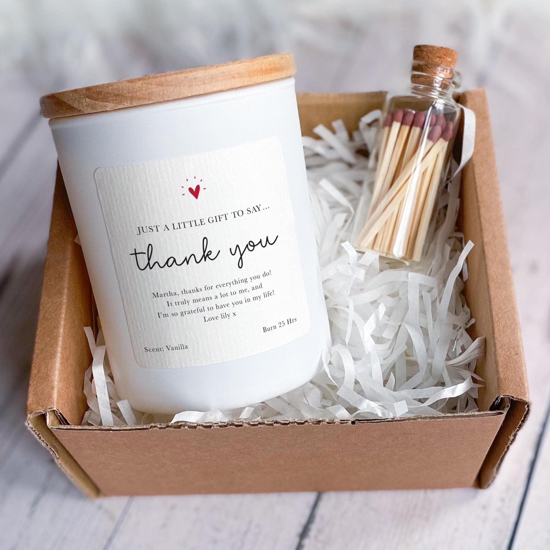 Personalised Thank You Scented Candle Gift Set Thoughtful Appreciation Present for Friend Teache