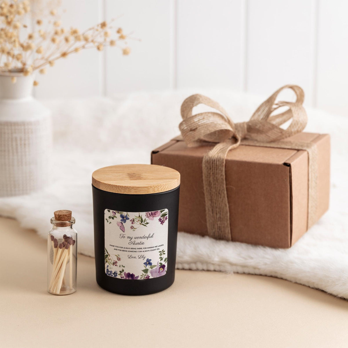 Personalised Auntie Candle Gift, Aunt Present From Niece Nephew, Thank You Custom Scented Keepsake